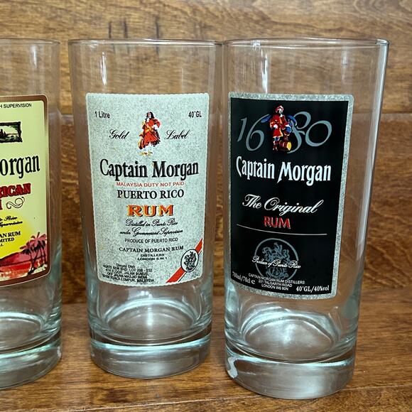 CAPTAIN MORGAN Rum Official Bar Crew High Ball Glasses 15oz - Picture 3 of 4
